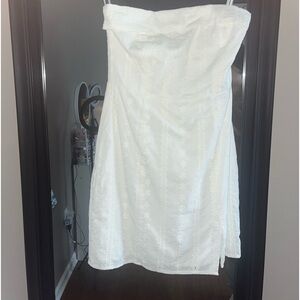 Strapless Eyelet Embroidery Mini Dress